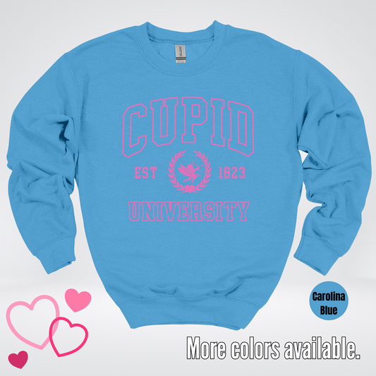 Cupid University Est 1823 Bright Pink Design Crewneck Sweatshirt