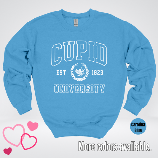 Cupid University Est 1823 White Design Crewneck Sweatshirt