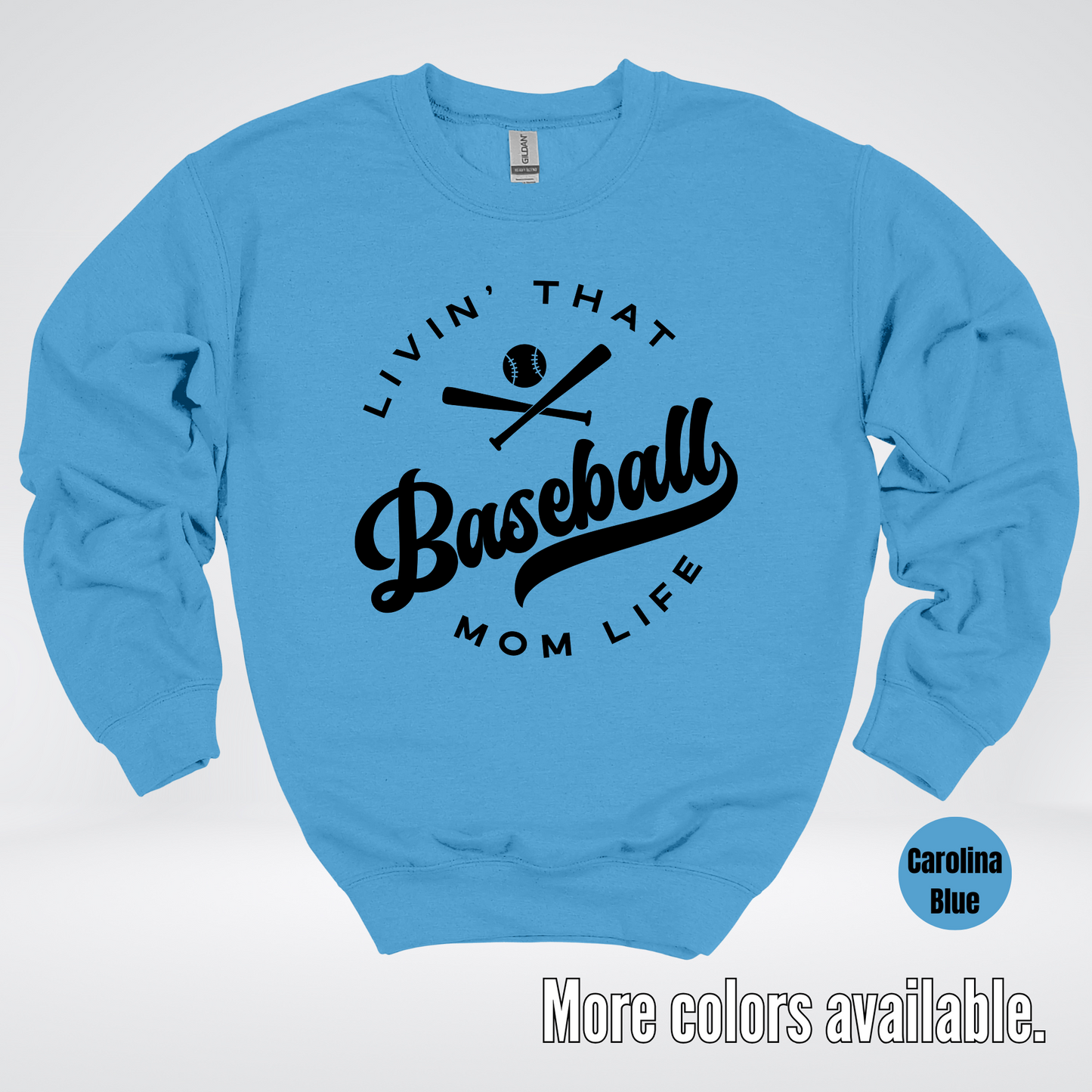 Livin’ That Baseball Mom Life – Black Design - Crewneck Sweatshirt