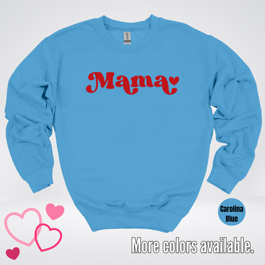 Mama Retro Valentine's Day Red Design Crewneck Sweatshirt