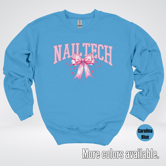 Nail Tech Varsity Pink Coquette Crewneck Sweatshirt