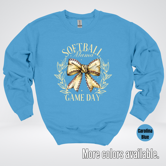 Softball Mama Game Day Coquette Crewneck Sweatshirt