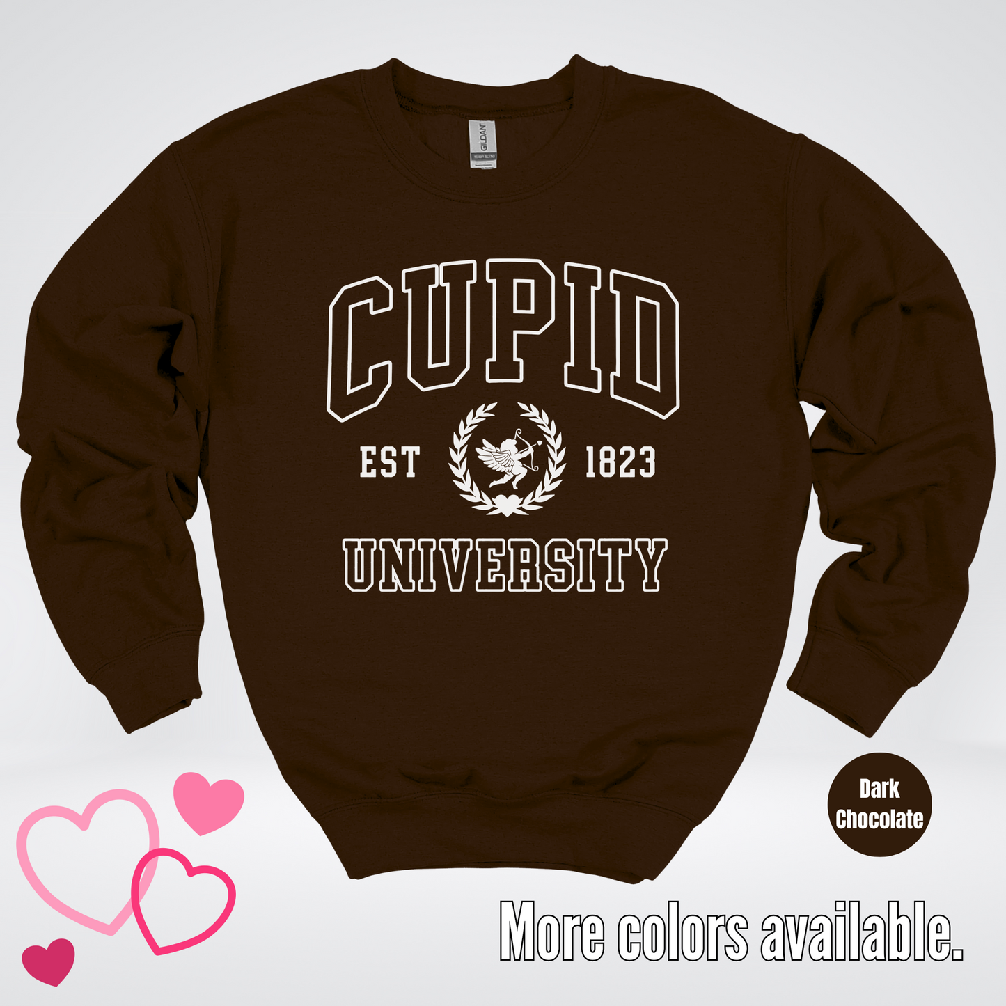 Cupid University Est 1823 White Design Crewneck Sweatshirt