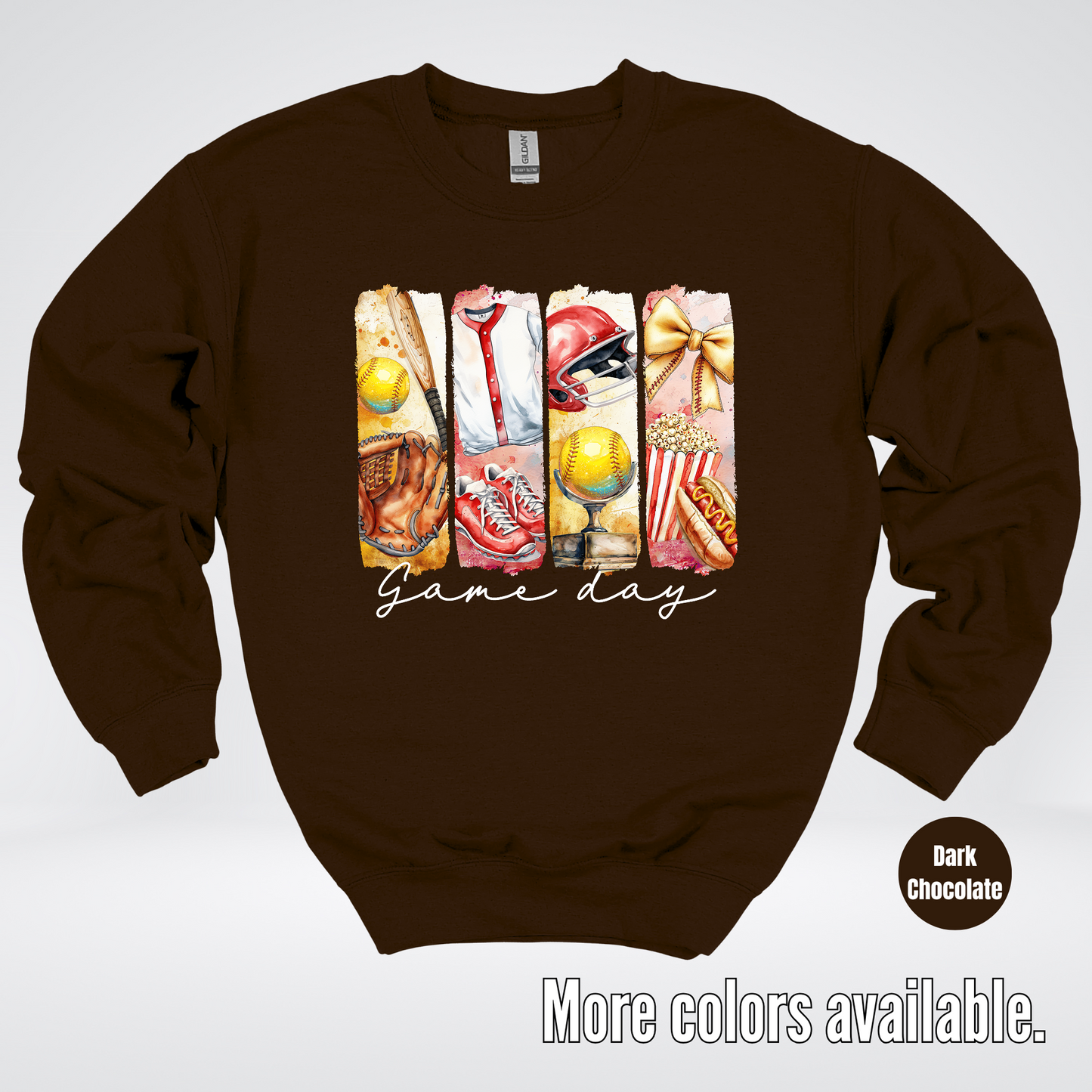 Game Day Coquette Brushstroke Softball Crewneck Sweatshirt
