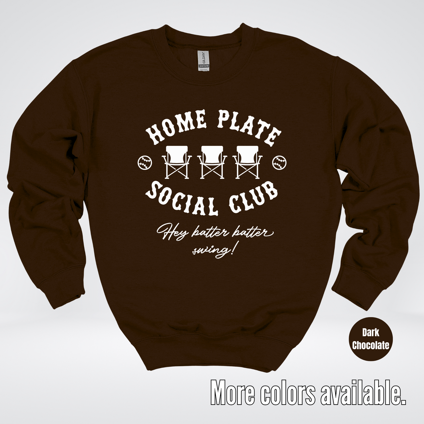 Home Plate Social Club – White Design - Baseball Softball Crewneck Sweatshirt