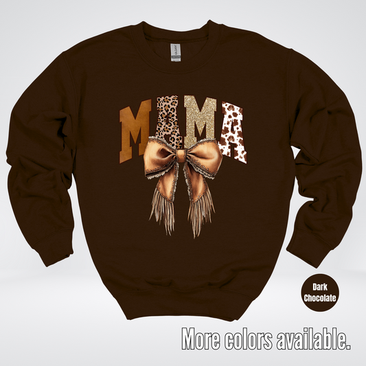 MAMA Western Coquette Leather Bow And Tassels Crewneck Sweatshirt