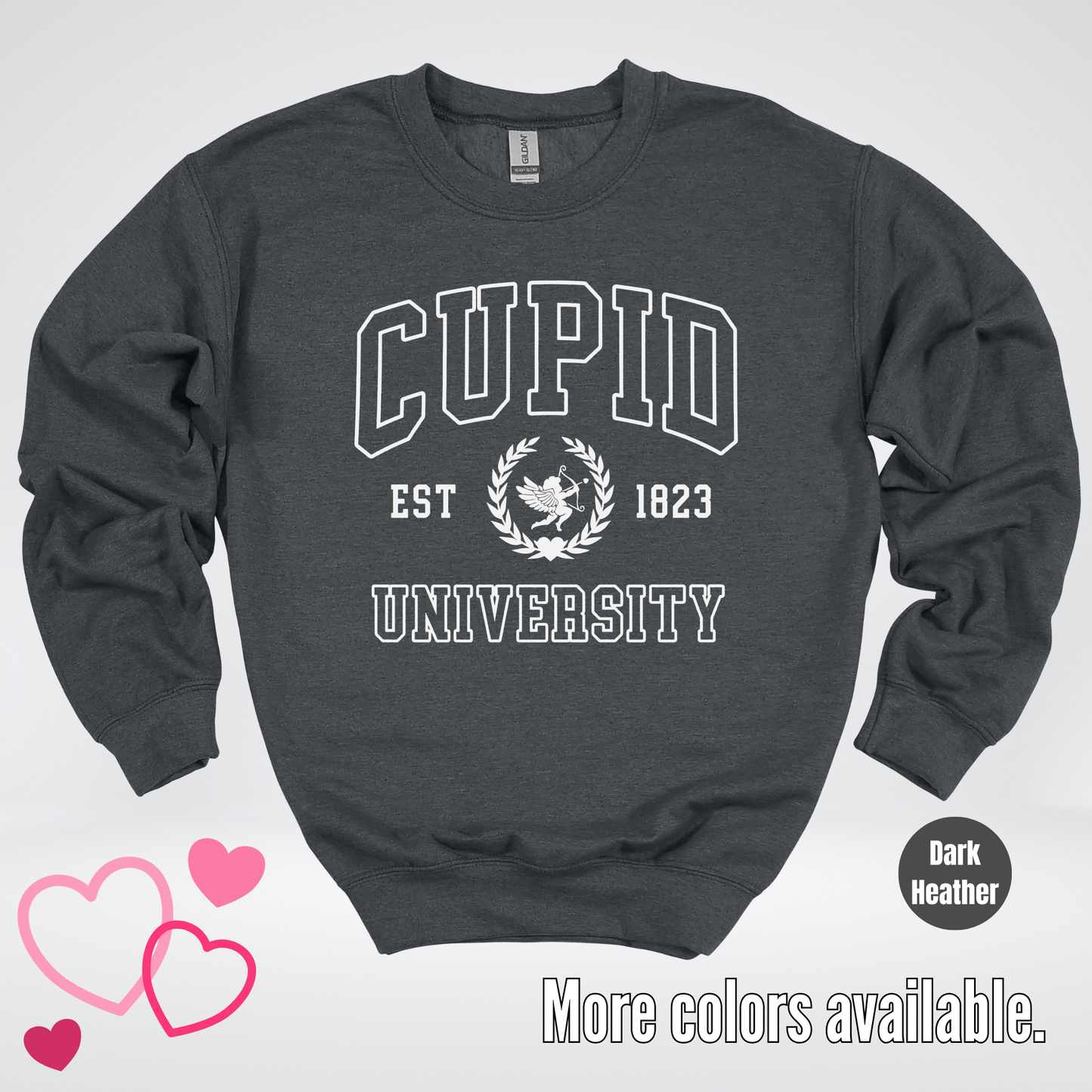 Cupid University Est 1823 White Design Crewneck Sweatshirt
