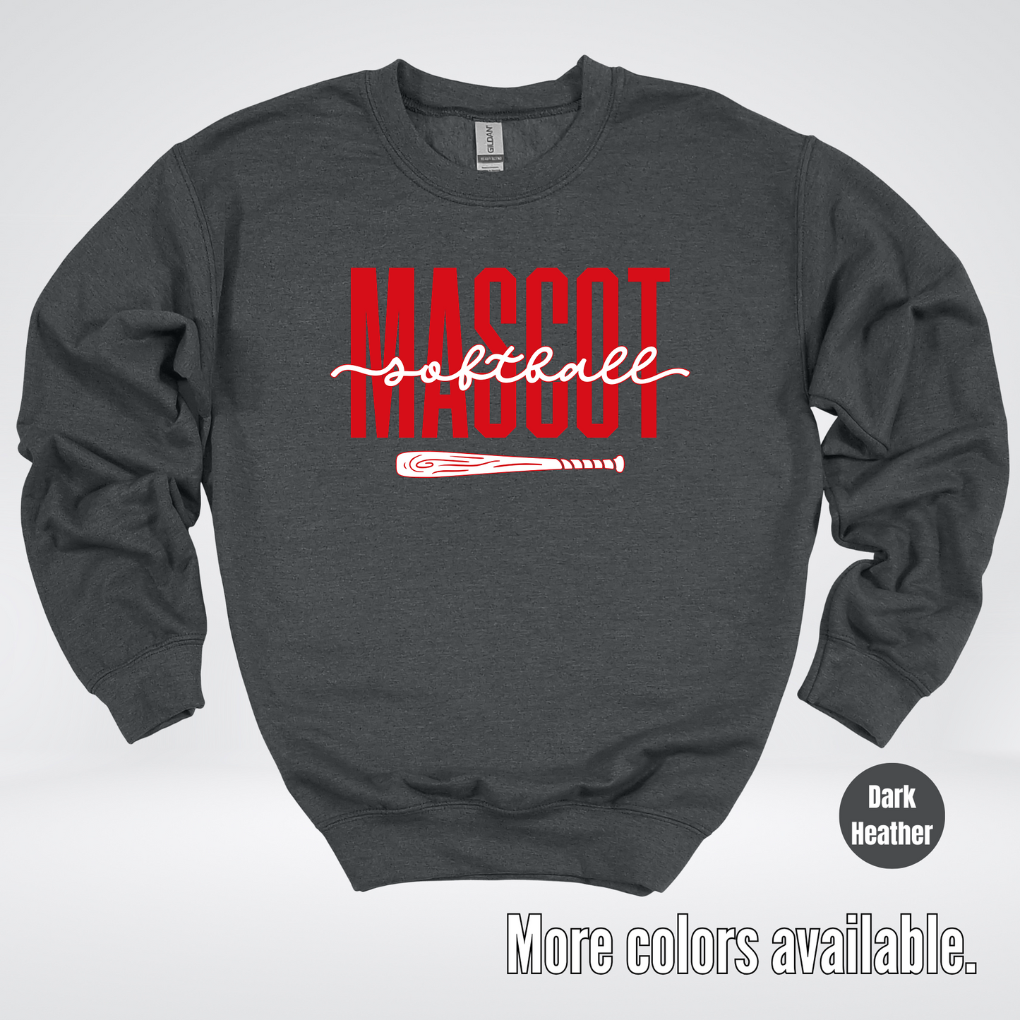 Custom Mascot – Red - Softball Design 28 Crewneck Sweatshirt