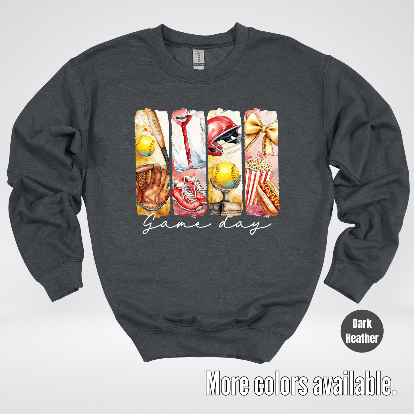Game Day Coquette Brushstroke Softball Crewneck Sweatshirt