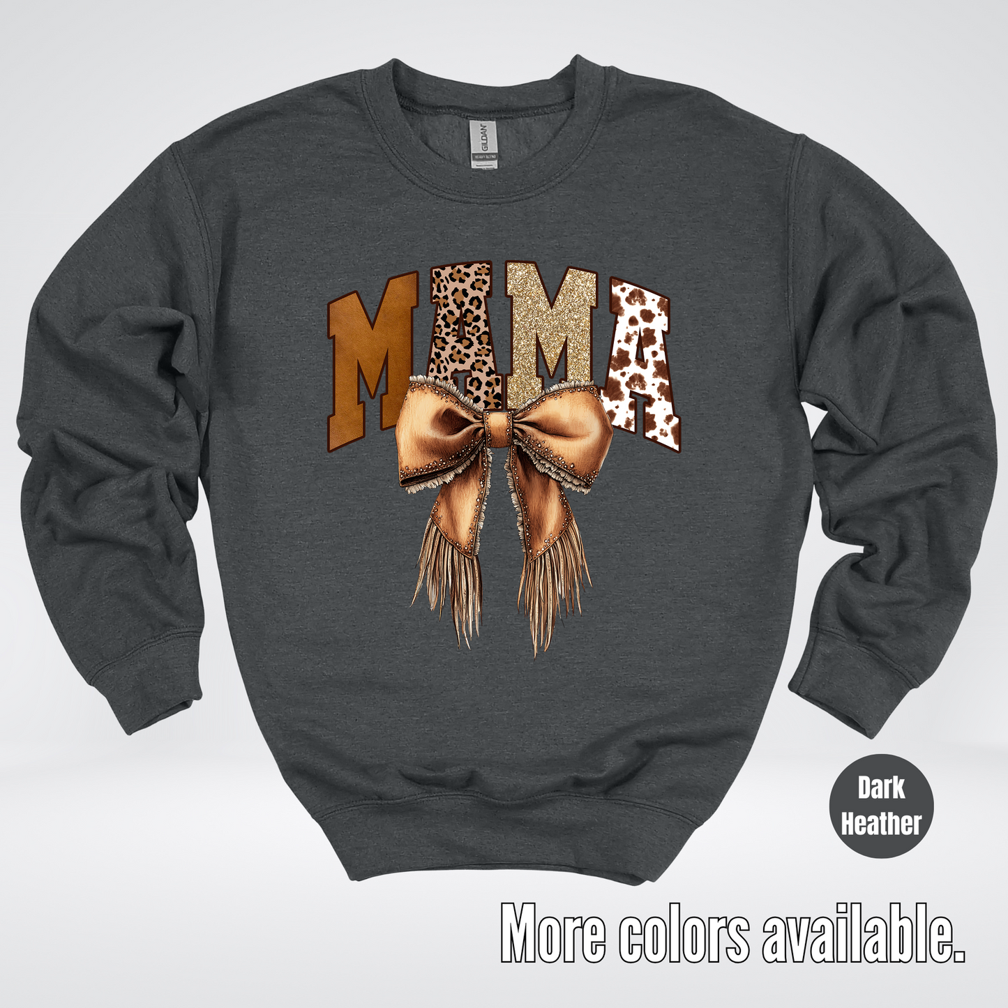 MAMA Western Coquette Leather Bow And Tassels Crewneck Sweatshirt