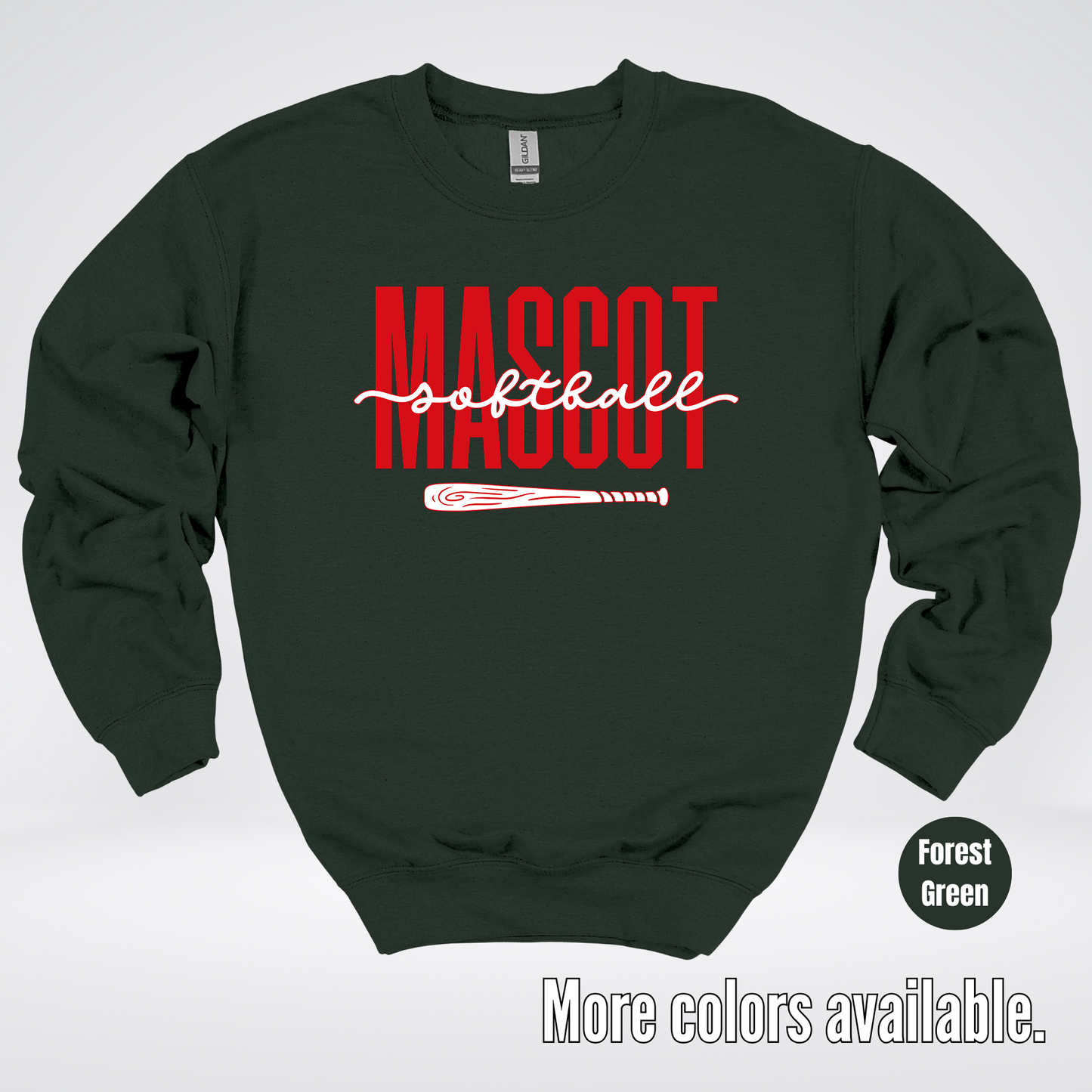 Custom Mascot – Red - Softball Design 28 Crewneck Sweatshirt