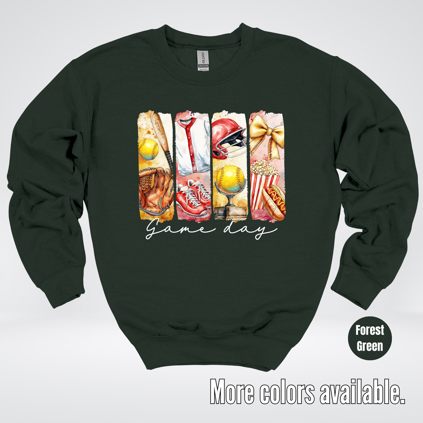 Game Day Coquette Brushstroke Softball Crewneck Sweatshirt