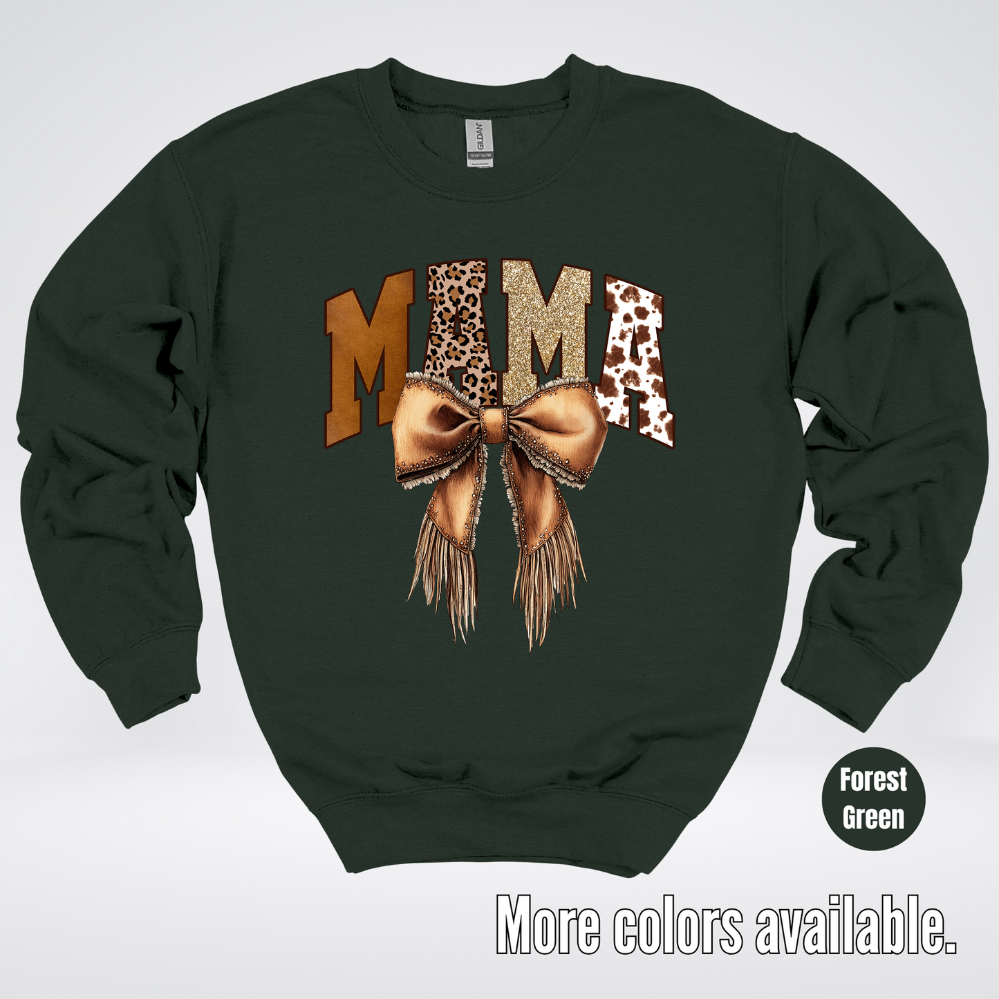 MAMA Western Coquette Leather Bow And Tassels Crewneck Sweatshirt