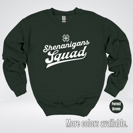 Shenanigans Squad - White Design - St. Patrick's Day Crewneck Sweatshirt