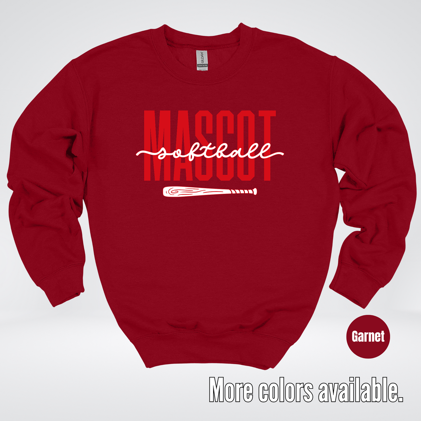 Custom Mascot – Red - Softball Design 28 Crewneck Sweatshirt