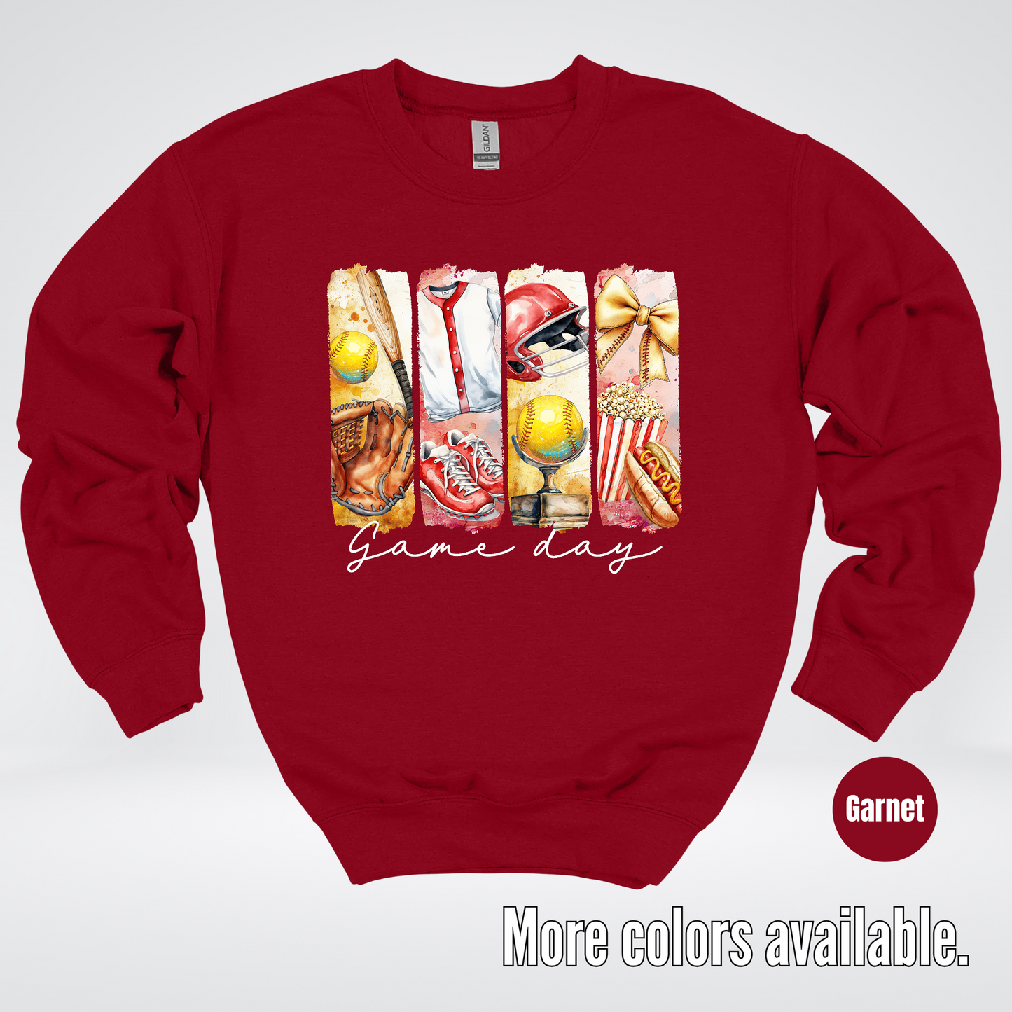 Game Day Coquette Brushstroke Softball Crewneck Sweatshirt