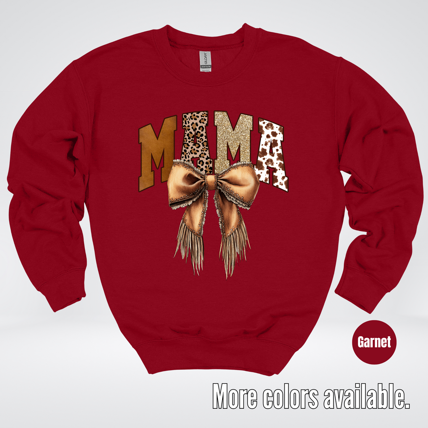 MAMA Western Coquette Leather Bow And Tassels Crewneck Sweatshirt