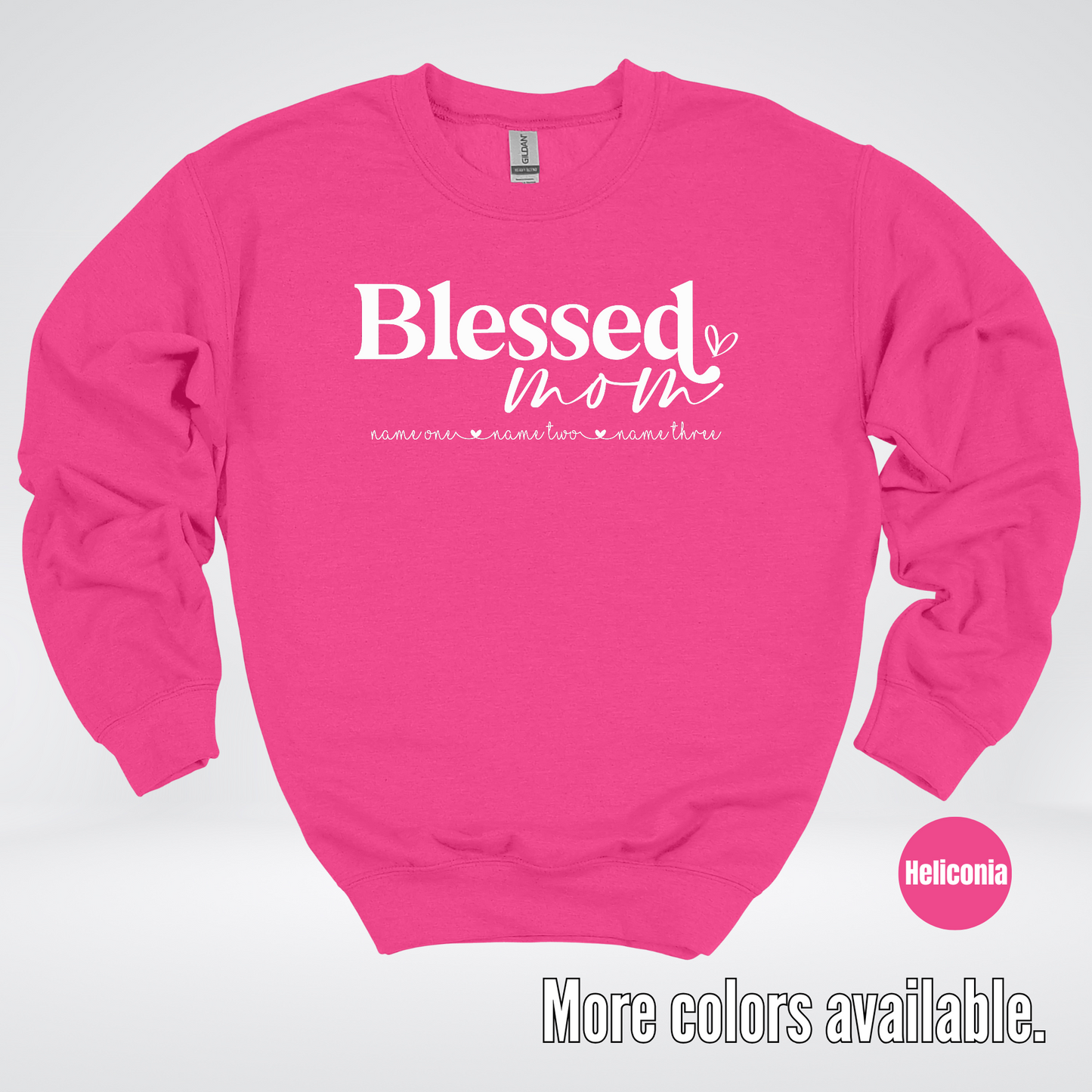 Custom Names Blessed Mom - White Design - Crewneck Sweatshirt