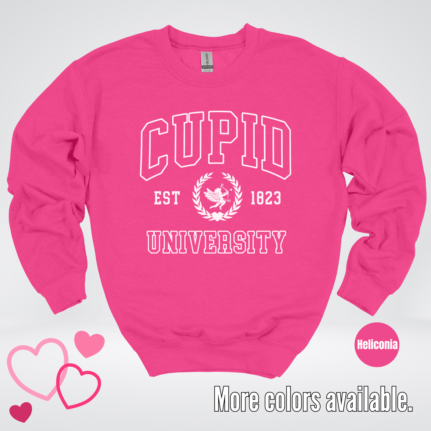 Cupid University Est 1823 White Design Crewneck Sweatshirt