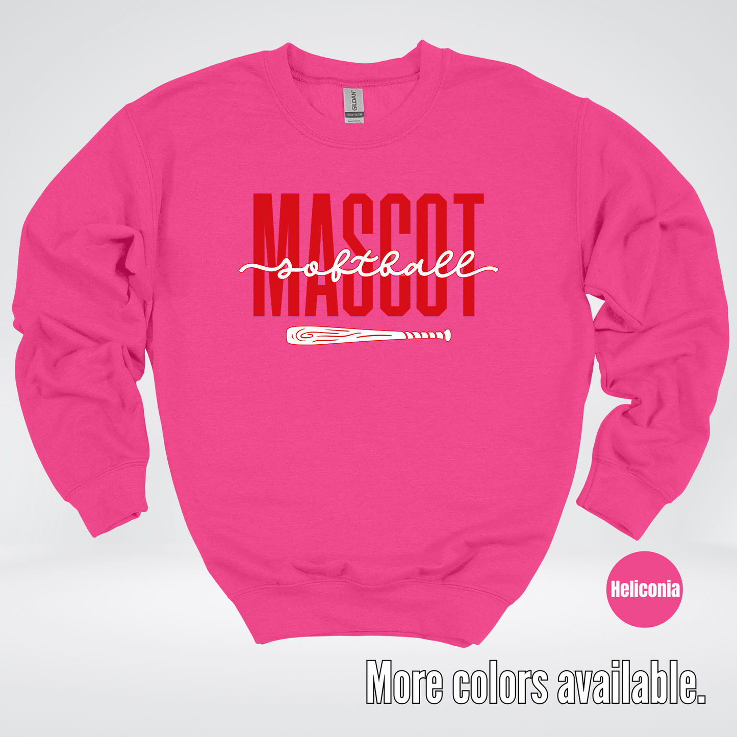Custom Mascot – Red - Softball Design 28 Crewneck Sweatshirt