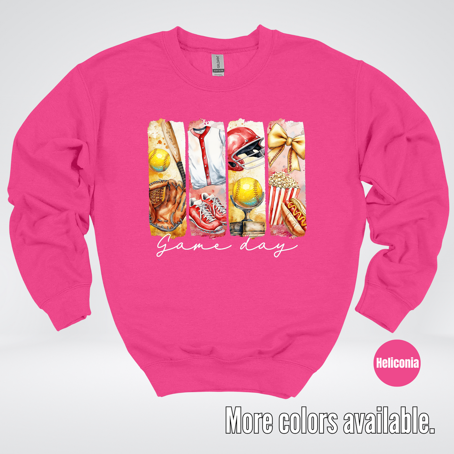 Game Day Coquette Brushstroke Softball Crewneck Sweatshirt