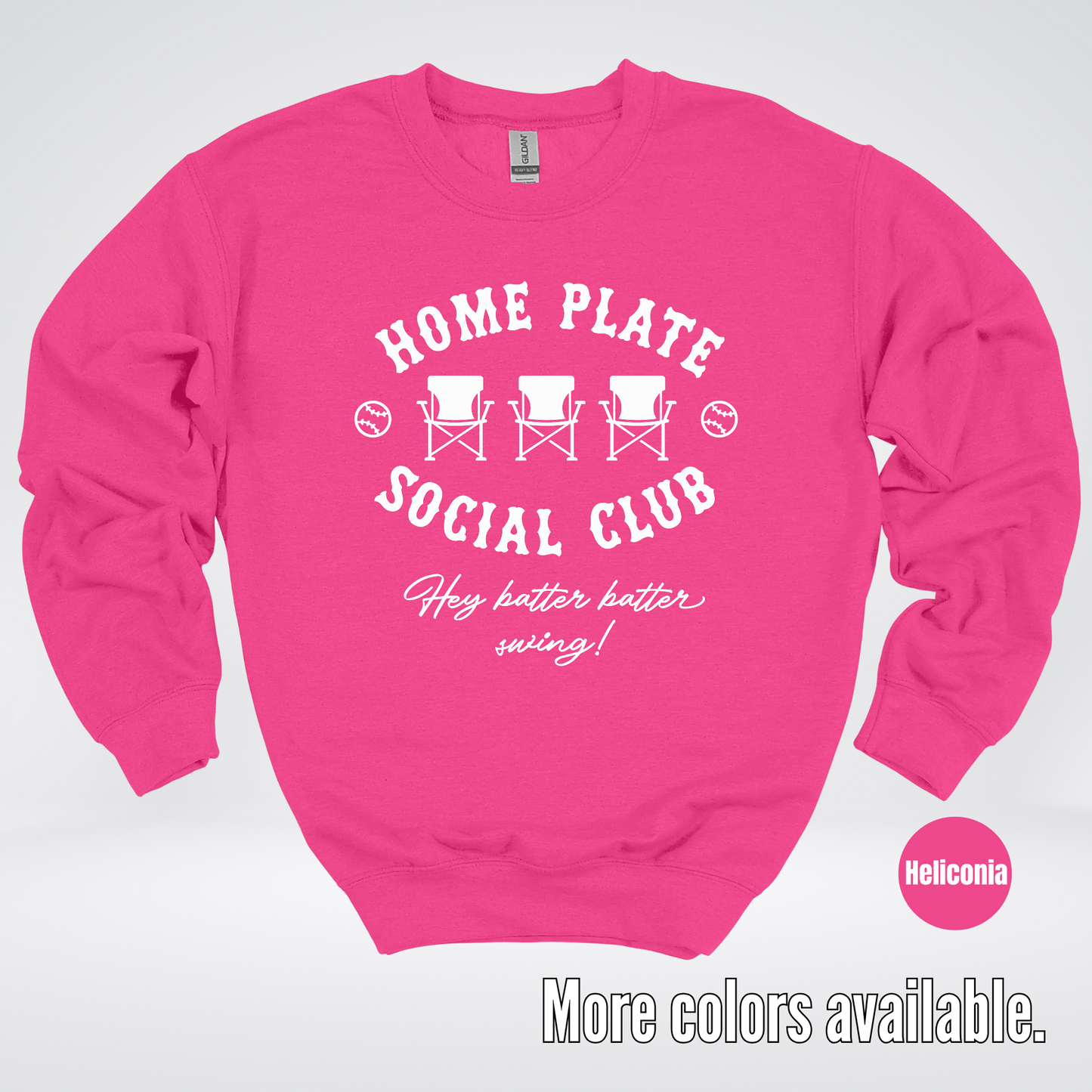 Home Plate Social Club – White Design - Baseball Softball Crewneck Sweatshirt