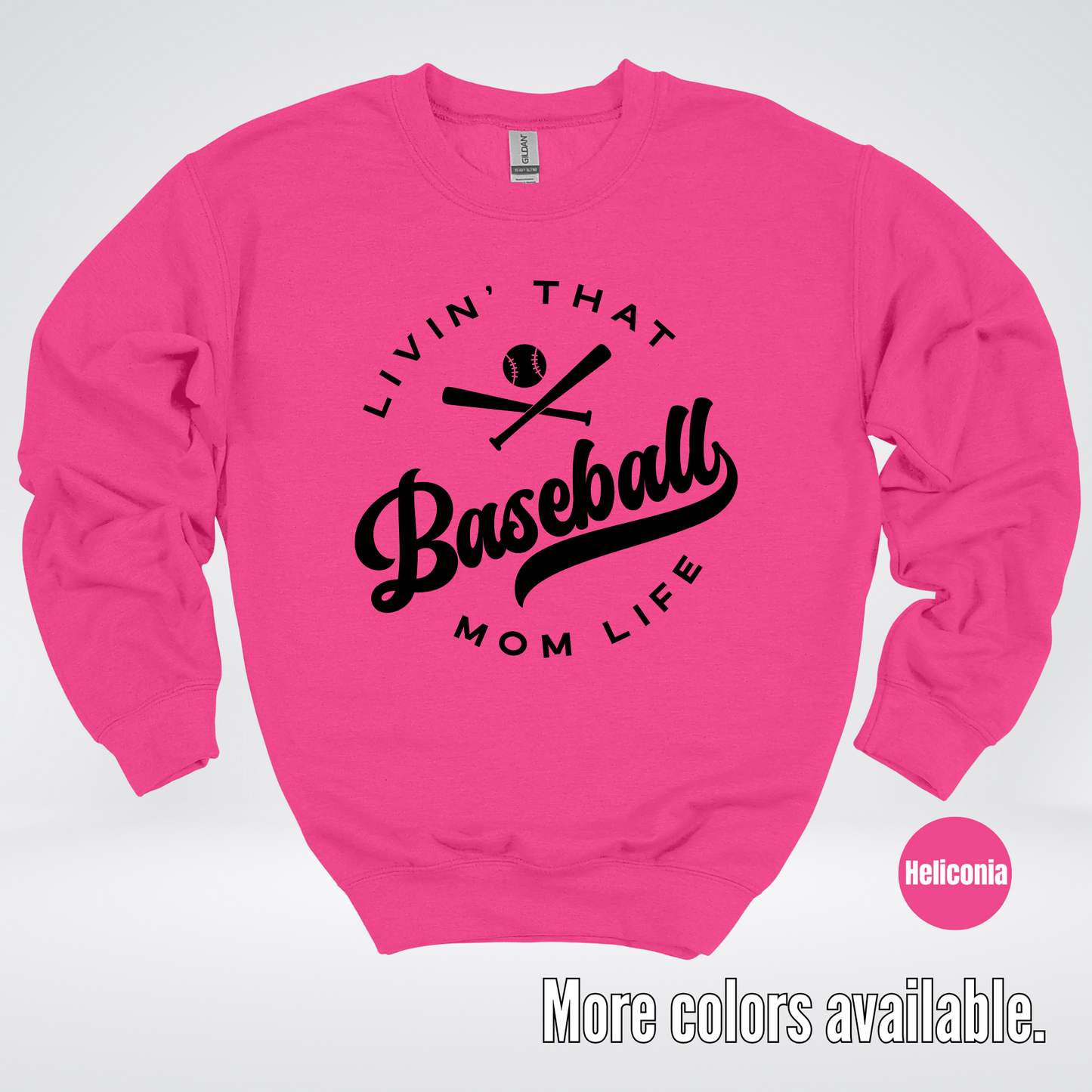 Livin’ That Baseball Mom Life – Black Design - Crewneck Sweatshirt
