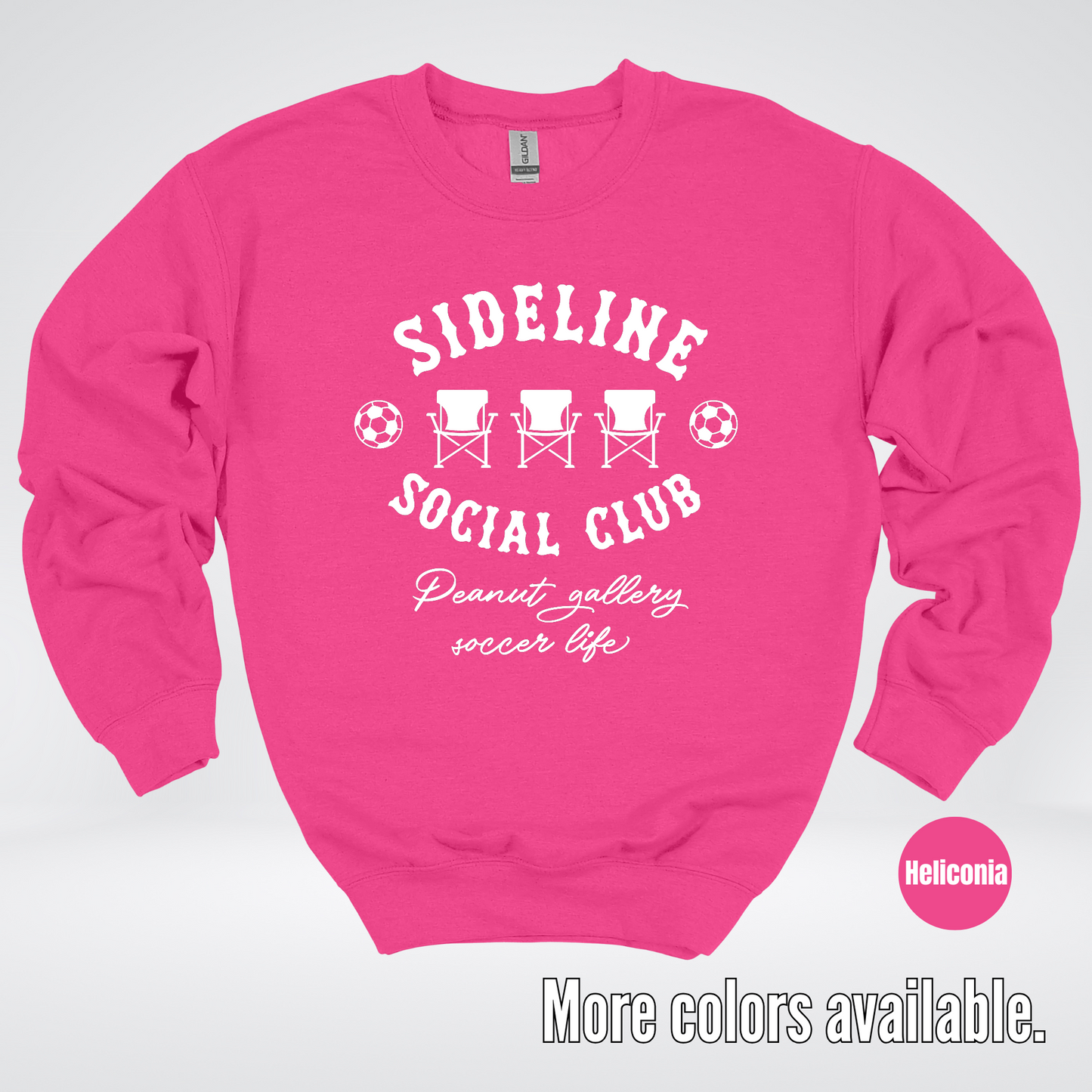 Sideline Social Club Peanut Gallery Soccer Life – White Design – Crewneck Sweatshirt