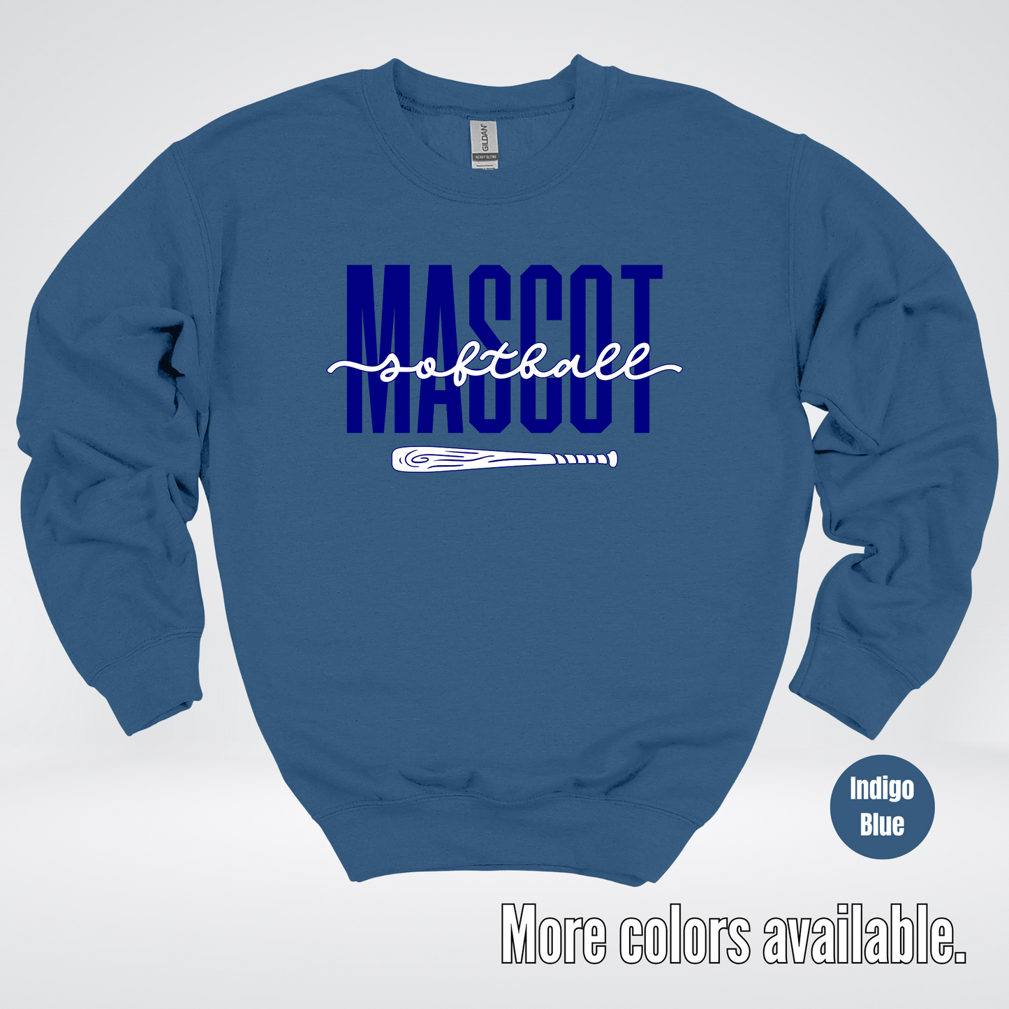 Custom Mascot – Navy - Softball Design 27 Crewneck Sweatshirt