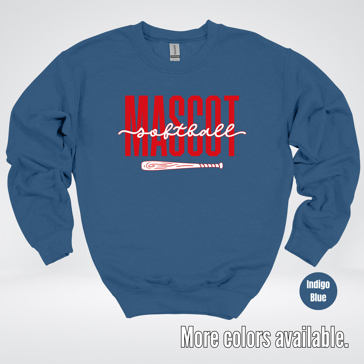 Custom Mascot – Red - Softball Design 28 Crewneck Sweatshirt