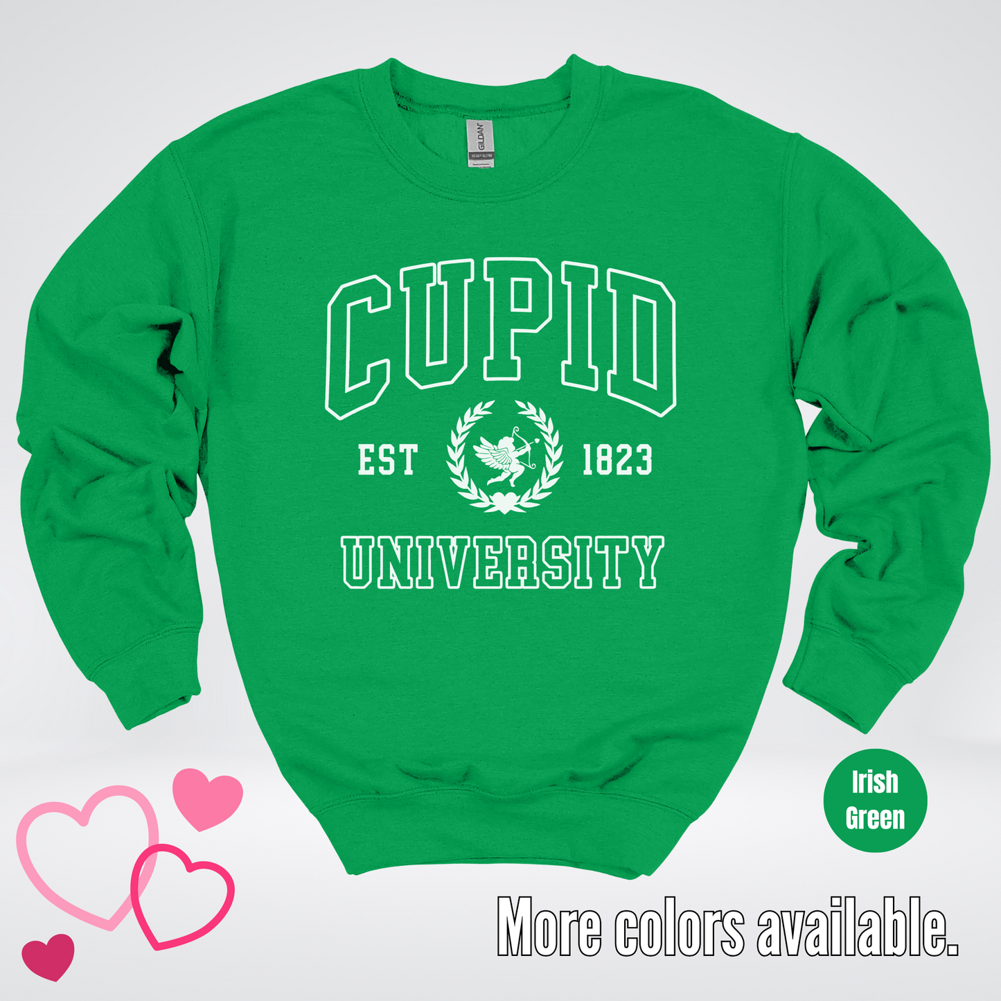 Cupid University Est 1823 White Design Crewneck Sweatshirt