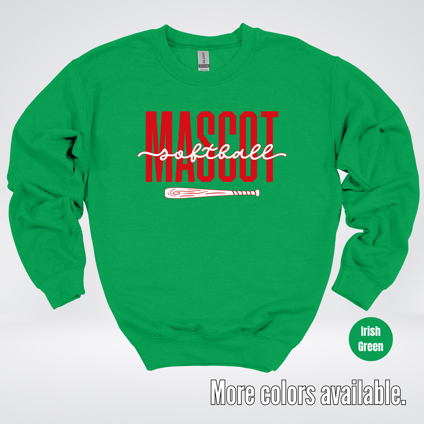Custom Mascot – Red - Softball Design 28 Crewneck Sweatshirt