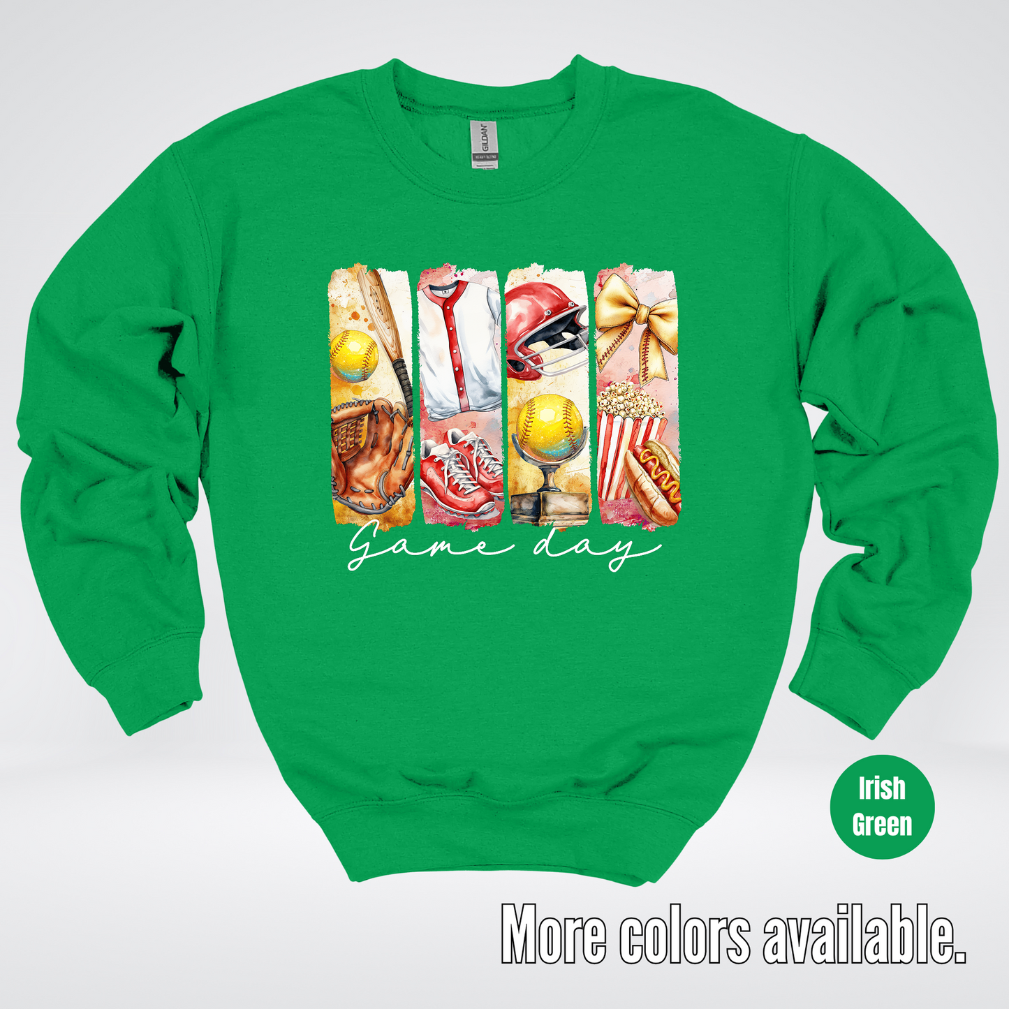 Game Day Coquette Brushstroke Softball Crewneck Sweatshirt