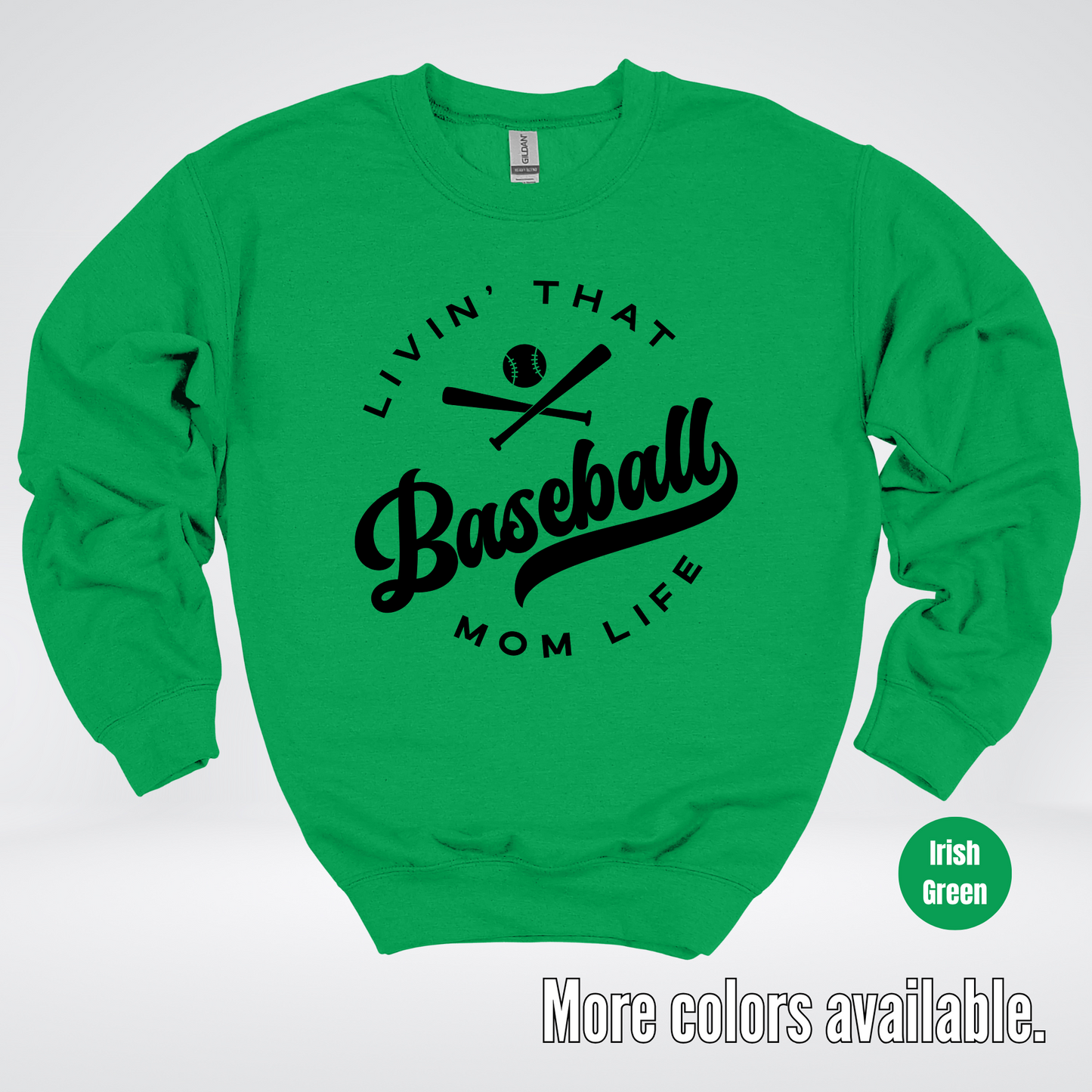 Livin’ That Baseball Mom Life – Black Design - Crewneck Sweatshirt