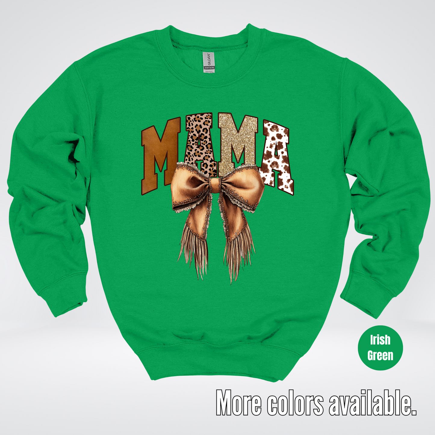 MAMA Western Coquette Leather Bow And Tassels Crewneck Sweatshirt