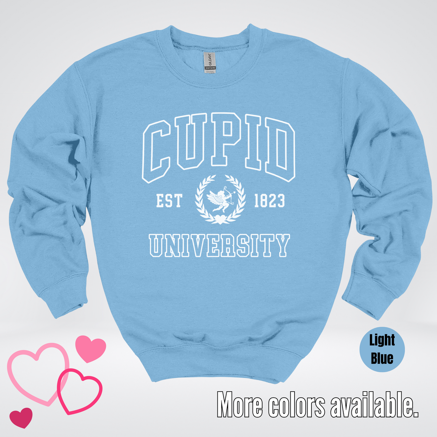 Cupid University Est 1823 White Design Crewneck Sweatshirt