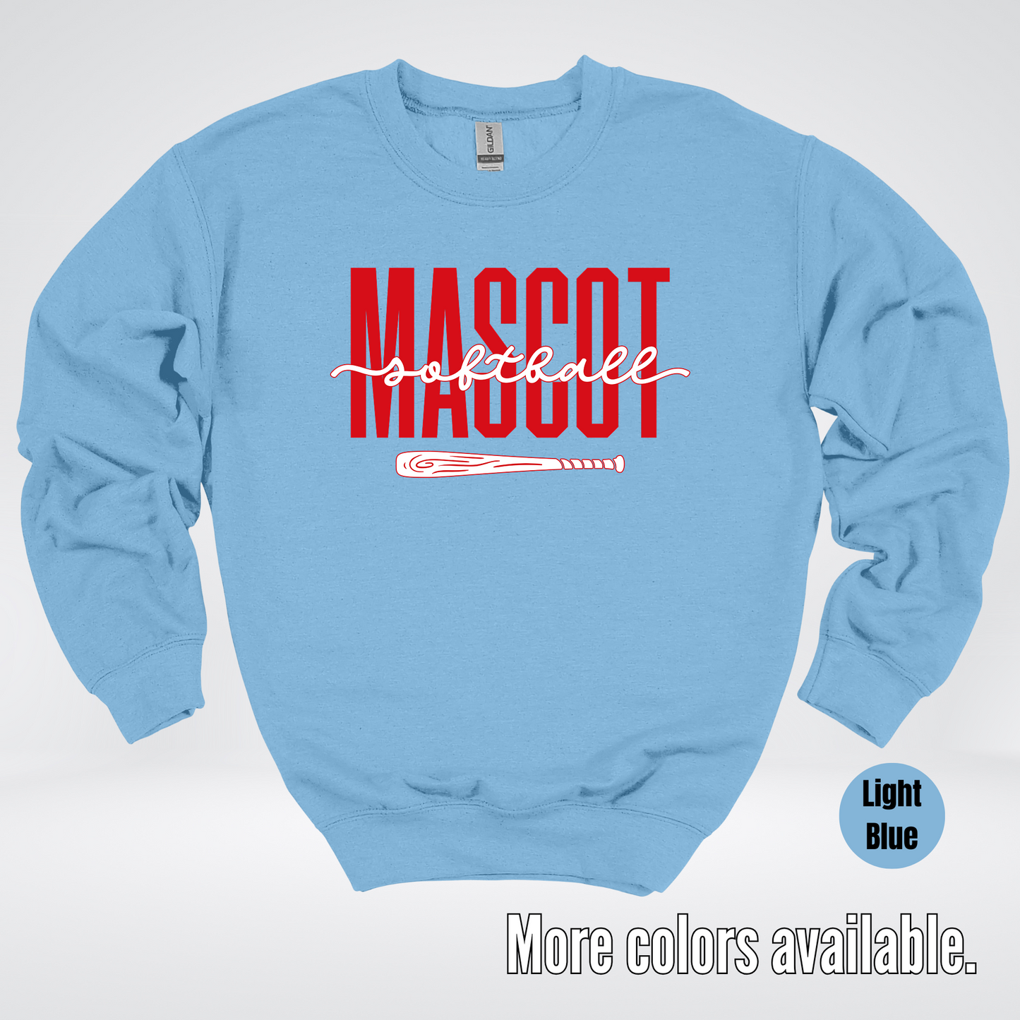 Custom Mascot – Red - Softball Design 28 Crewneck Sweatshirt
