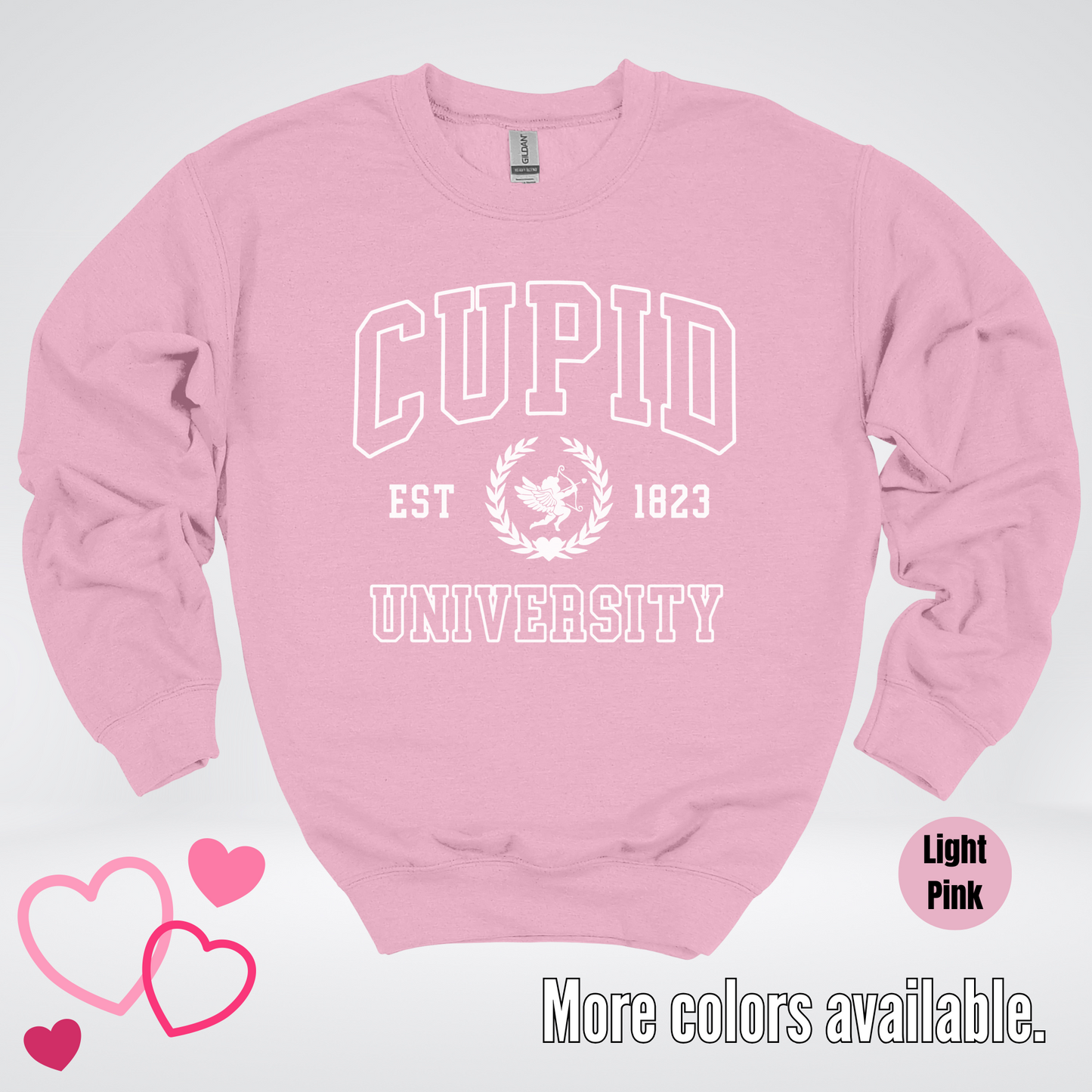 Cupid University Est 1823 White Design Crewneck Sweatshirt