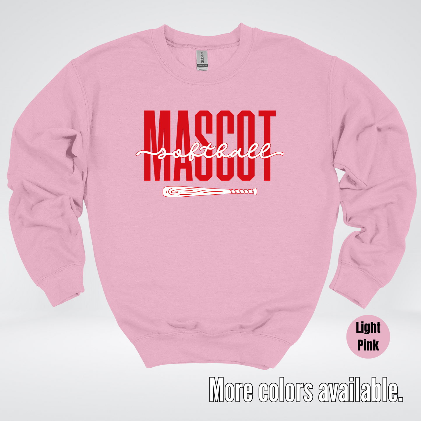 Custom Mascot – Red - Softball Design 28 Crewneck Sweatshirt