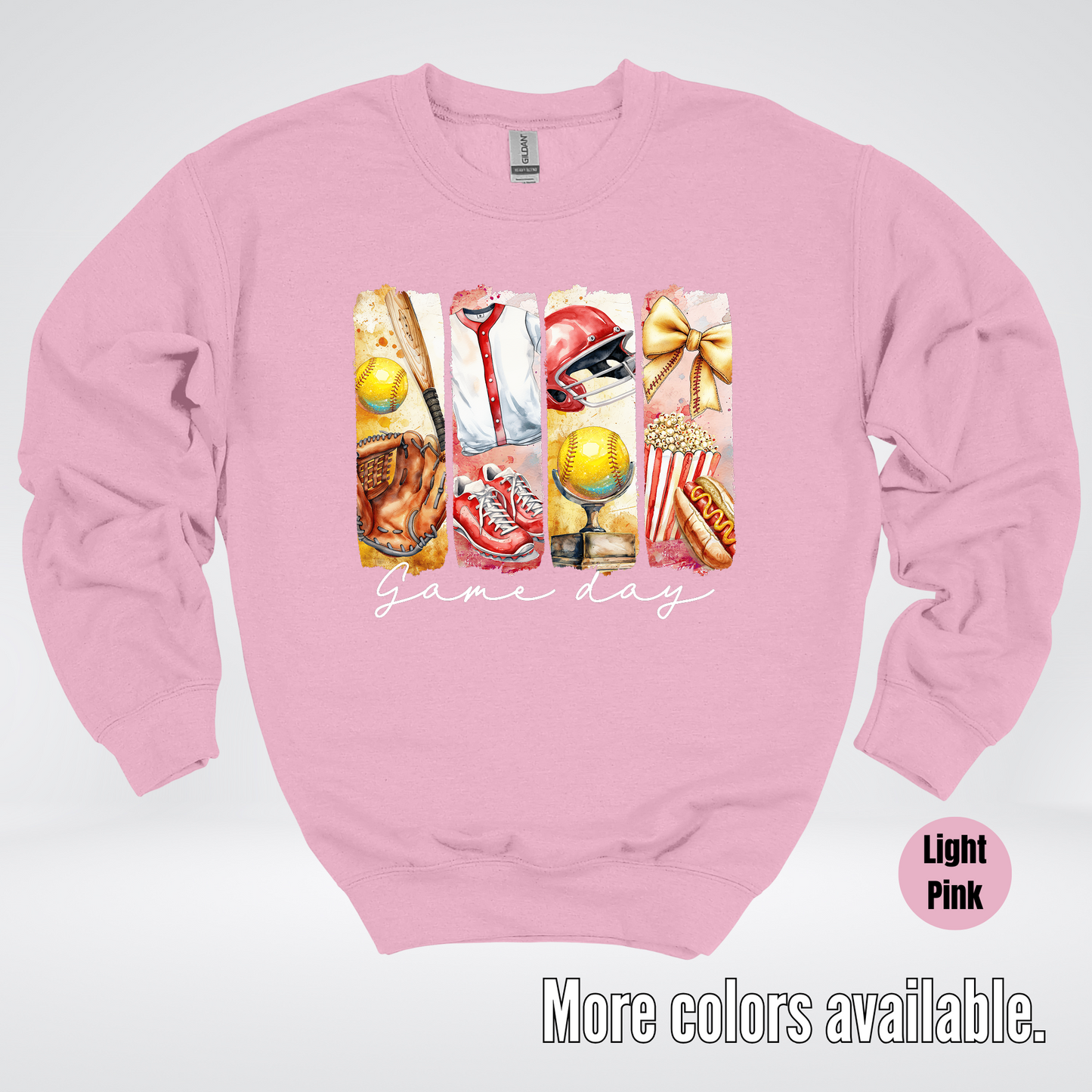 Game Day Coquette Brushstroke Softball Crewneck Sweatshirt