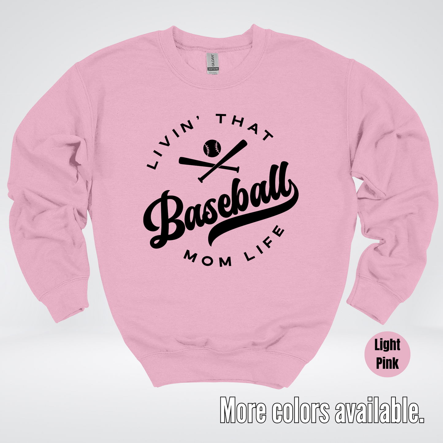 Livin’ That Baseball Mom Life – Black Design - Crewneck Sweatshirt