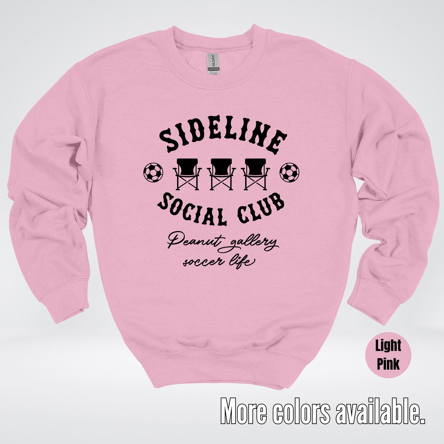 Sideline Social Club Peanut Gallery Soccer Life – Black Design – Crewneck Sweatshirt