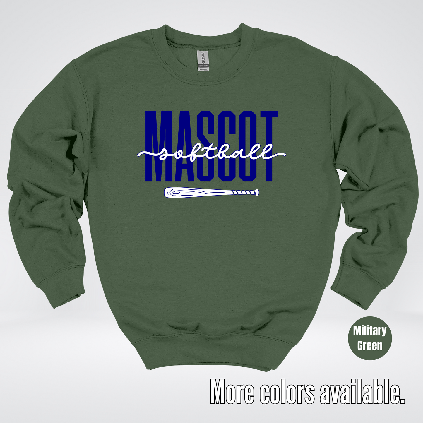 Custom Mascot – Navy - Softball Design 27 Crewneck Sweatshirt