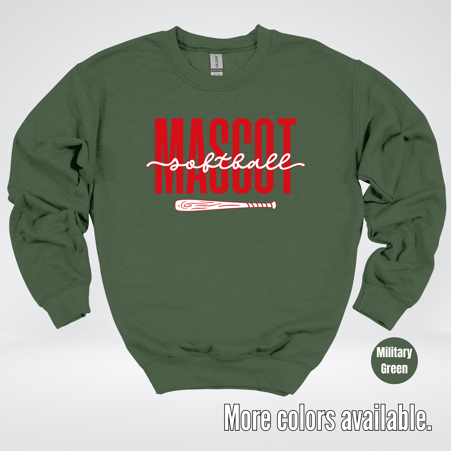 Custom Mascot – Red - Softball Design 28 Crewneck Sweatshirt