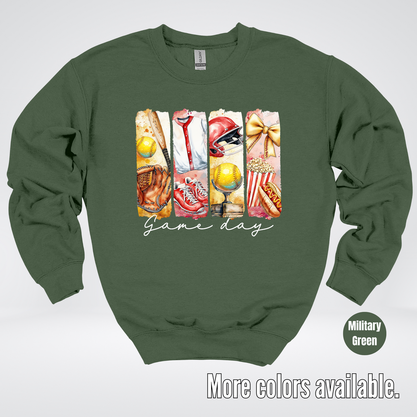 Game Day Coquette Brushstroke Softball Crewneck Sweatshirt