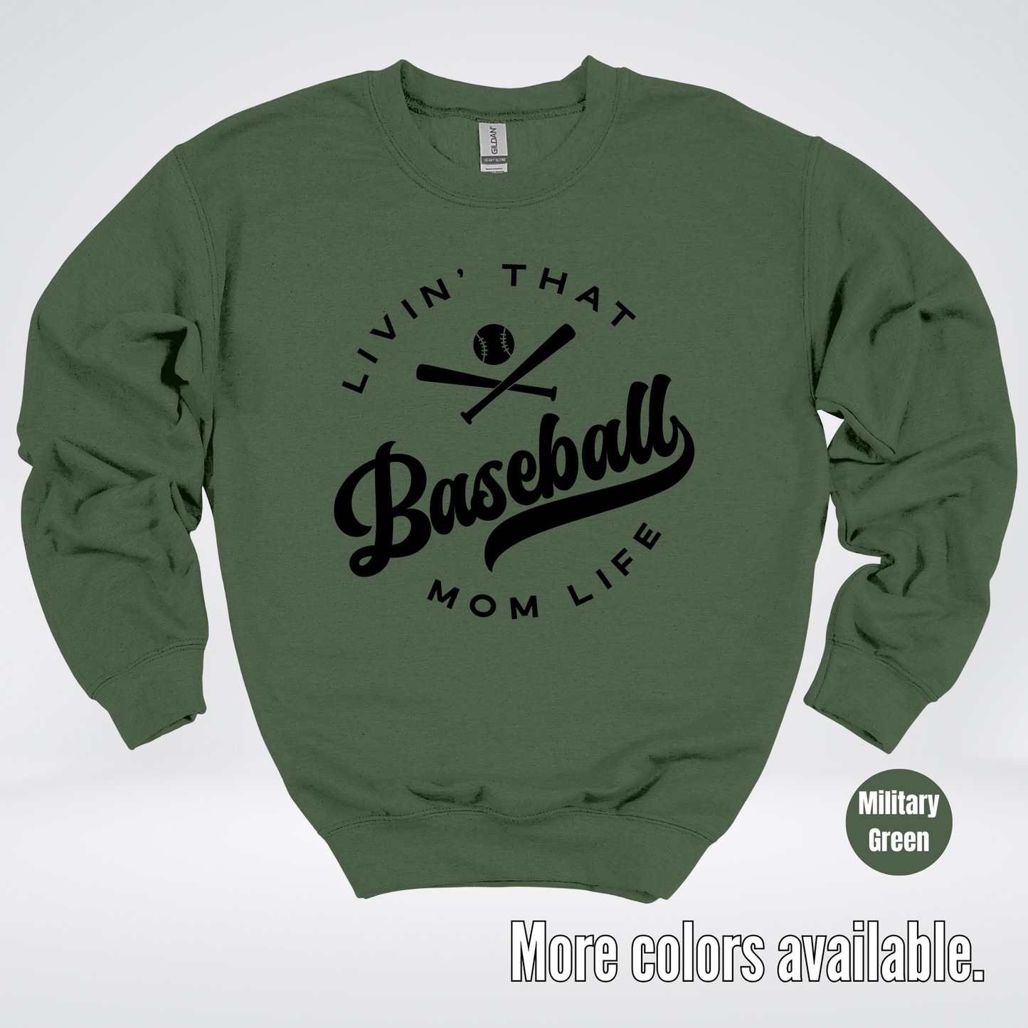 Livin’ That Baseball Mom Life – Black Design - Crewneck Sweatshirt