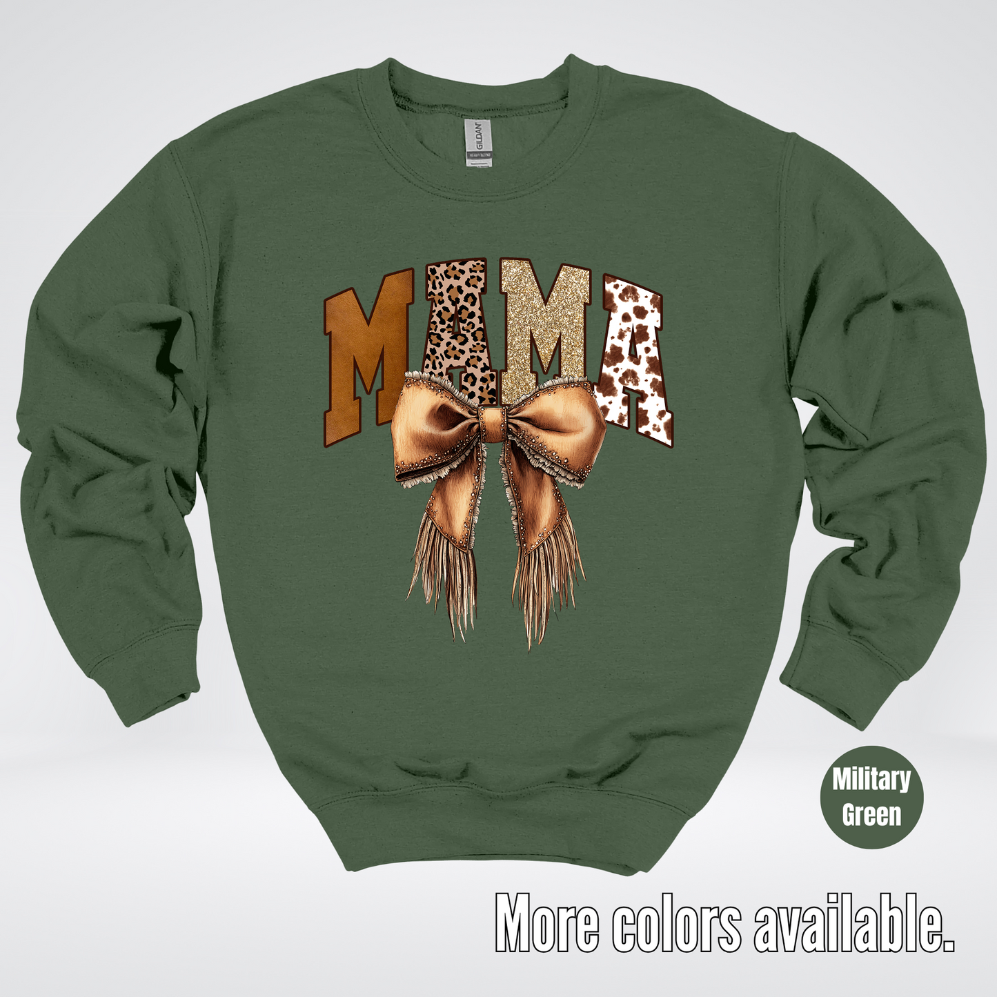 MAMA Western Coquette Leather Bow And Tassels Crewneck Sweatshirt