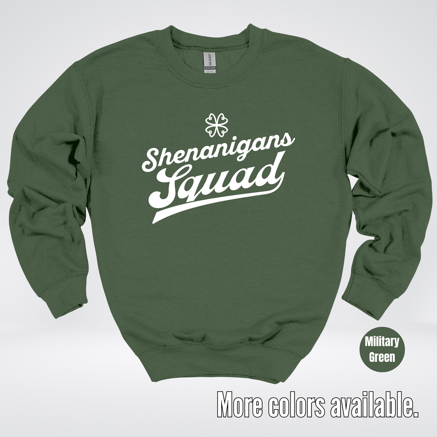 Shenanigans Squad - White Design - St. Patrick's Day Crewneck Sweatshirt