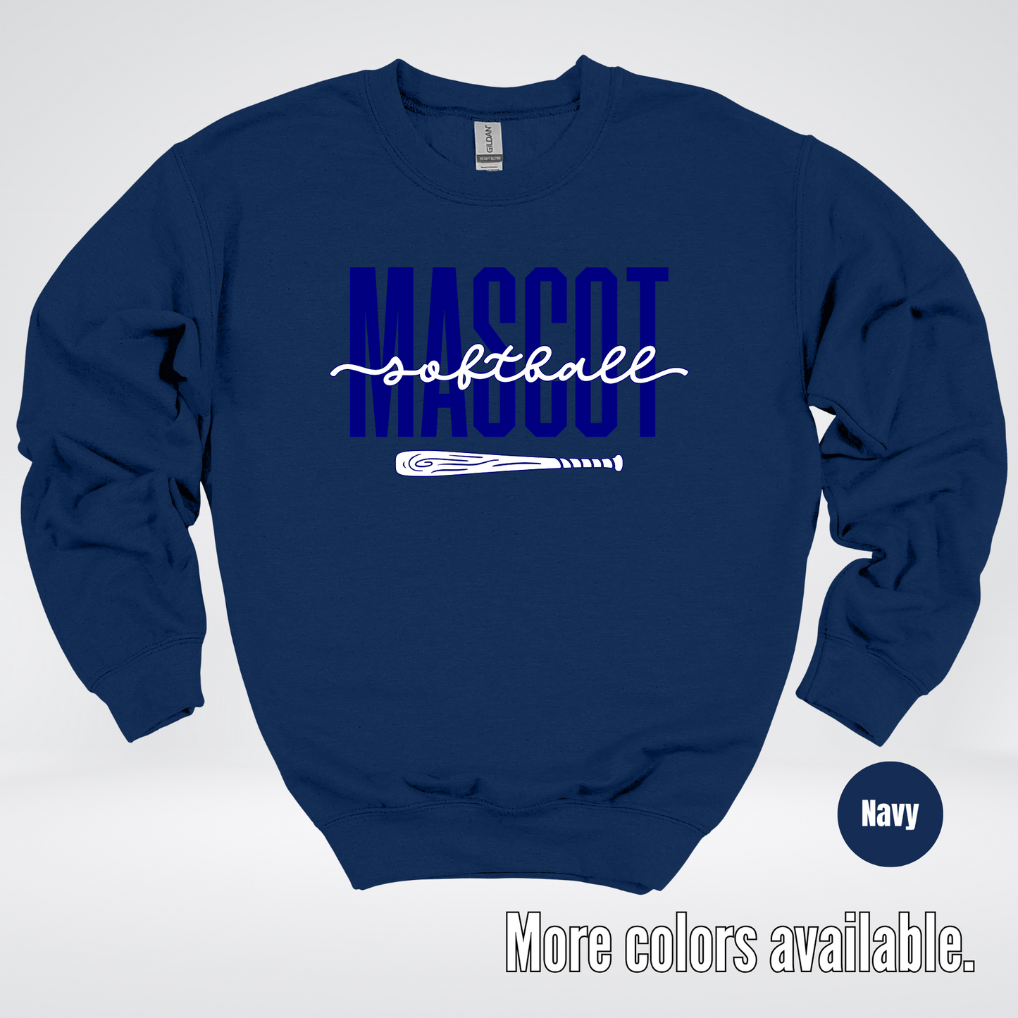 Custom Mascot – Navy - Softball Design 27 Crewneck Sweatshirt