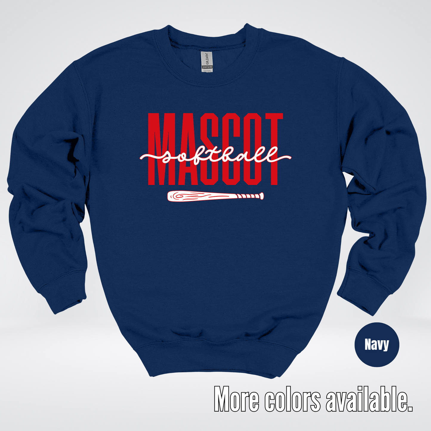 Custom Mascot – Red - Softball Design 28 Crewneck Sweatshirt